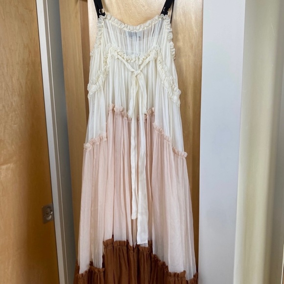 Lee Mathew’s Cecilia Crinkle Silk Tiered Maxi Dress Size 2 Medium - Picture 5 of 7